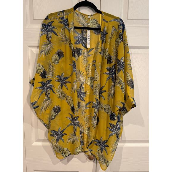 New Floral Pineapple Kimono Duster Cardigan Lightweight & Stylish Med - Picture 3 of 8